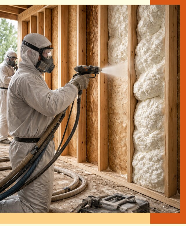 Утепление каркасного дома ППУ в Ачинске от 2836 руб./м2 — работа под ключ | ТепломастерЧнс