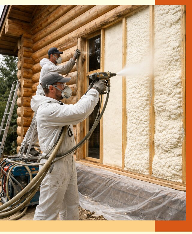 Утепление деревянного дома ППУ в Ачинске от 4255 руб/м2 | ТепломастерЧнс — под ключ