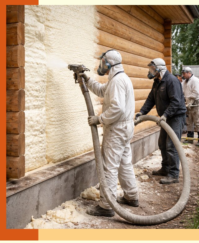 Утепление дома из бруса пенополиуретаном в Ачинске