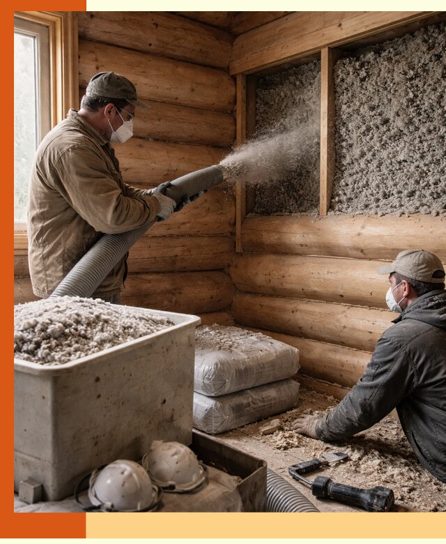 Утепление дома из бруса эковатой в Ачинске