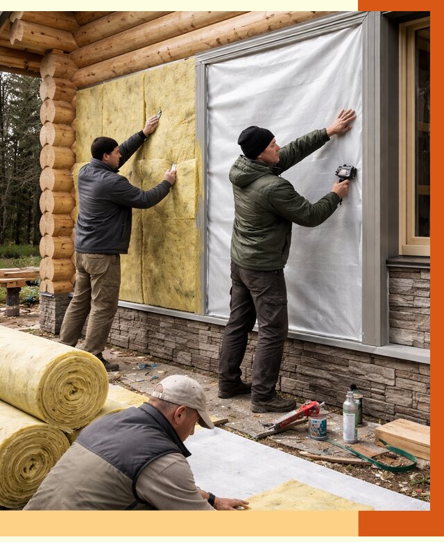 Утепление бревенчатого дома в Ачинске от 7749 руб/м2 — заказать под ключ | ТепломастерЧнс