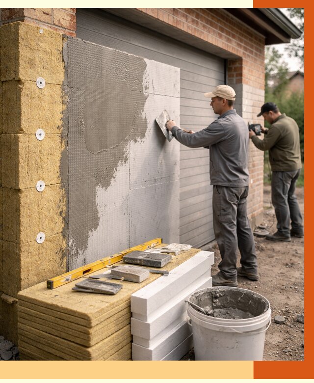 Утепление гаража снаружи в Ачинске от 4255 руб. за м2 — наружное утепление под ключ | ТепломастерЧнс