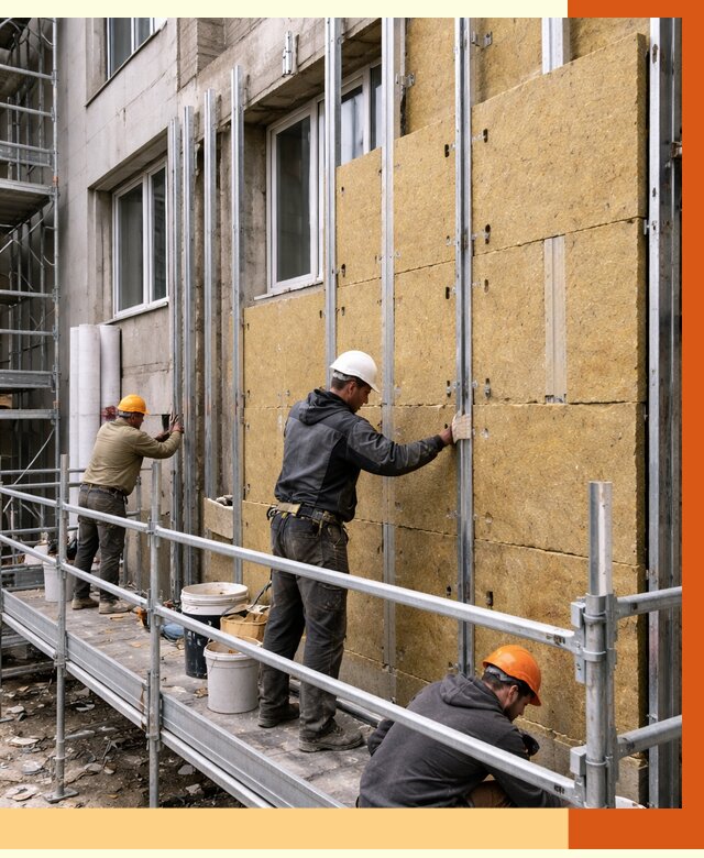 Утепление вентилируемого фасада в Ачинске от 5673 руб/м2 — монтаж и утепление вентфасад | ТепломастерЧнс