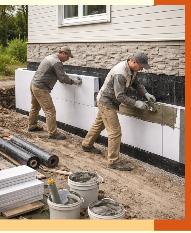 Утепление фундамента снаружи в Ачинске от 4255 руб. за м² | ТепломастерЧнс