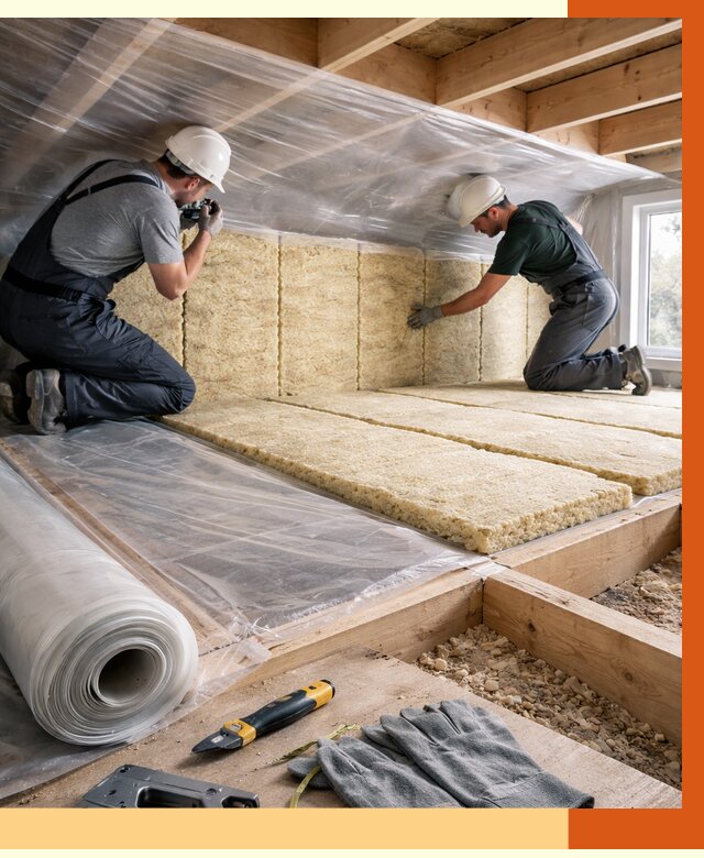 Утепление перекрытий в Ачинске от 2887 руб/м2 — утепление межэтажных и чердачных | ТепломастерЧнс