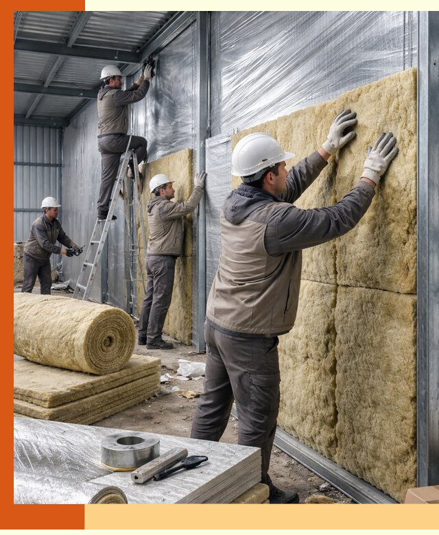 Утепление металлического склада в Ачинске: теплоизоляция и герметизация