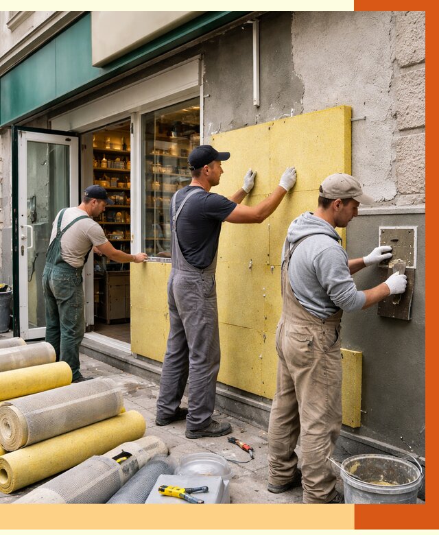 Утепление магазина в Ачинске от 4559 руб/м2 — цена, стены и снаружи | ТепломастерЧнс