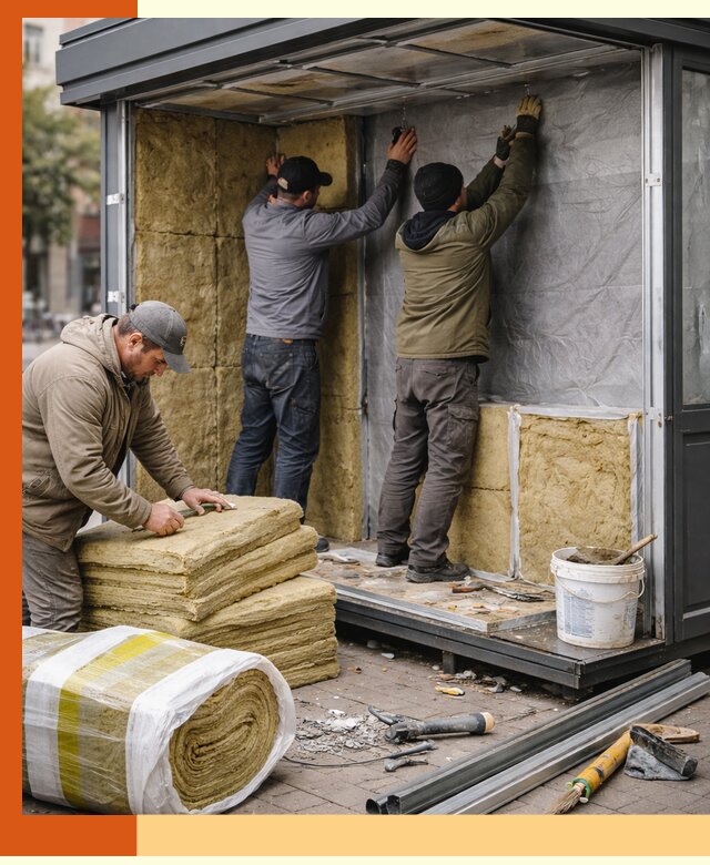 Утепление павильона шаурмы под ключ в Ачинске
