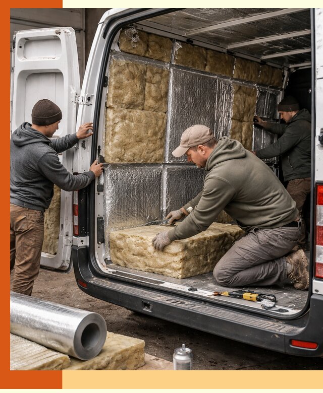 Утепление фургона в Ачинске: профессиональная теплоизоляция и шумоизоляция