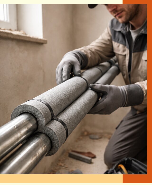 Утепление труб отопления в Ачинске от 2887 руб. за м² — услуги под ключ | ТепломастерЧнс