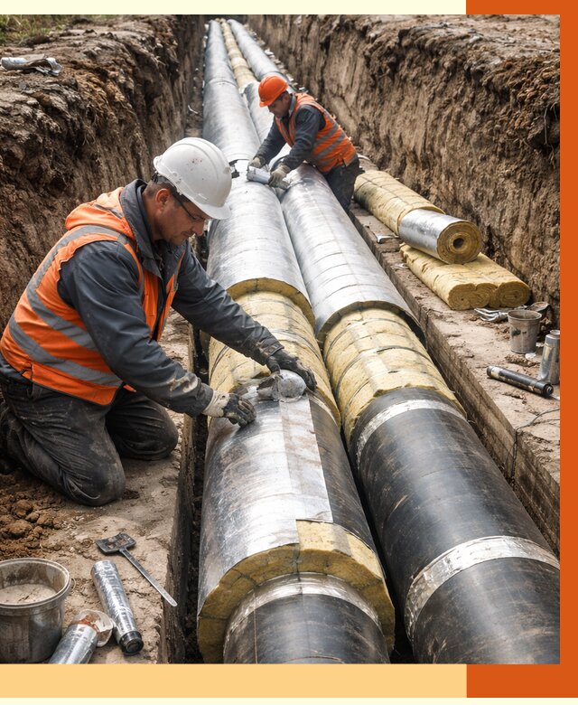 Утепление теплотрассы в Ачинске от 4559 руб./м2 — ппу и комплексная изоляция | ТепломастерЧнс