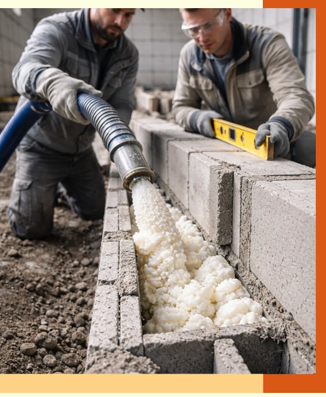 Заполнение колодцевой кладки ППУ в Ачинске от 4255 руб. за м2 | ТепломастерЧнс