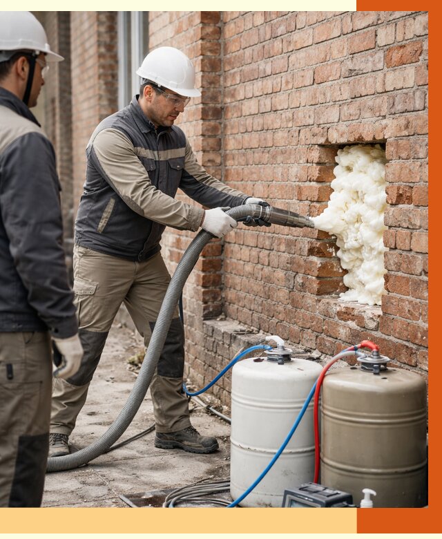 Заливка ППУ в пустоты кирпичной стены в Ачинске от 2786 руб. | ТепломастерЧнс