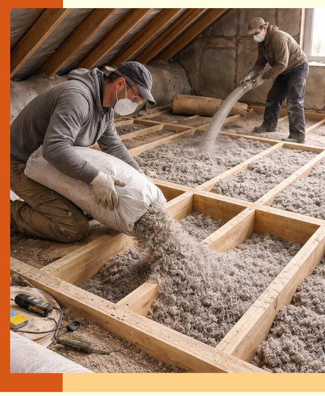 Заполнение полостей чердачного перекрытия в Ачинске качественно и надёжно