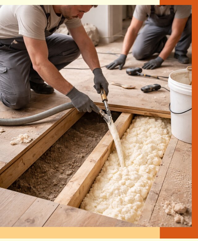 Заполнение пустот пола в Ачинске от 2735 руб. — утепление пустот пола под ключ | ТепломастерЧнс