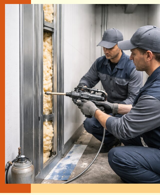 Заполнение пустот холодильных панелей в Ачинске специализированной пеной