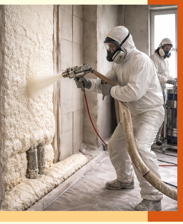 Напыление пенополиуретана в Ачинске от 7598 руб./м2 — услуги и монтаж ППУ | ТепломастерЧнс