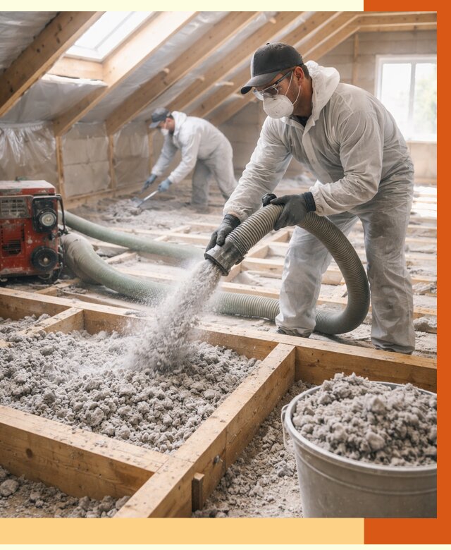 Утепление эковатой в Ачинске от 2988 руб./м2 — монтаж и задувка | ТепломастерЧнс