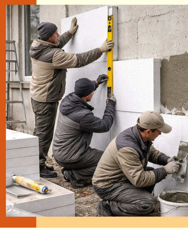 Утепление пенопластом наружных стен и фасадов в Ачинске