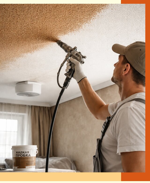 Утепление потолка жидкой пробкой в Ачинске от 3546 руб. | ТепломастерЧнс