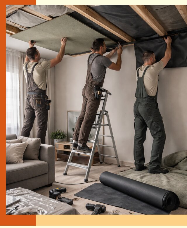 Шумоизоляция потолка в Ачинске — профессиональное устранение шумов