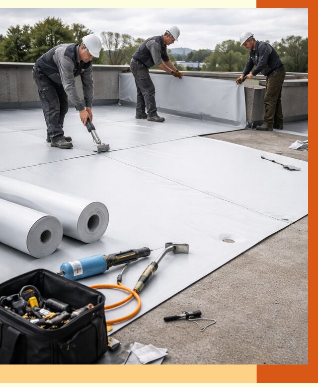 Гидроизоляция мембранной кровли в Ачинске от 7598 руб./м² — профессионально | ТепломастерЧнс