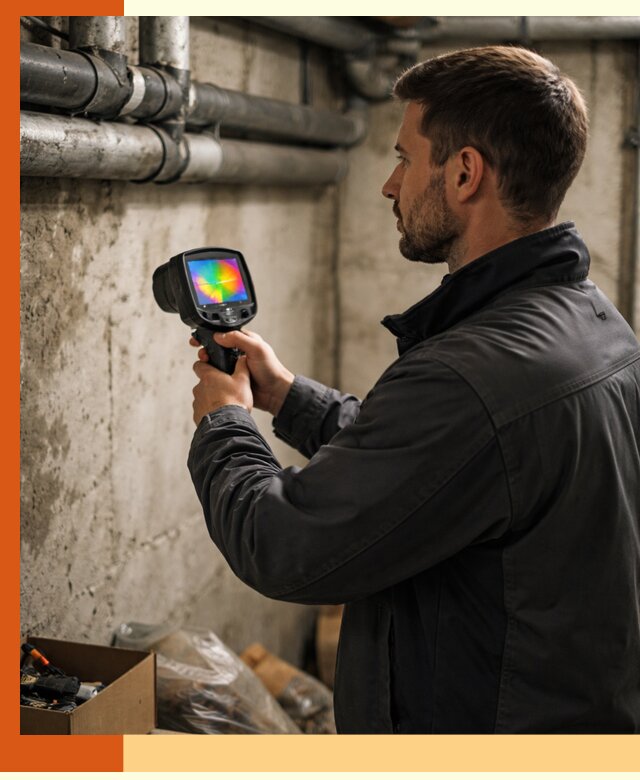Тепловизионное обследование подвала в Ачинске для поиска утечек тепла