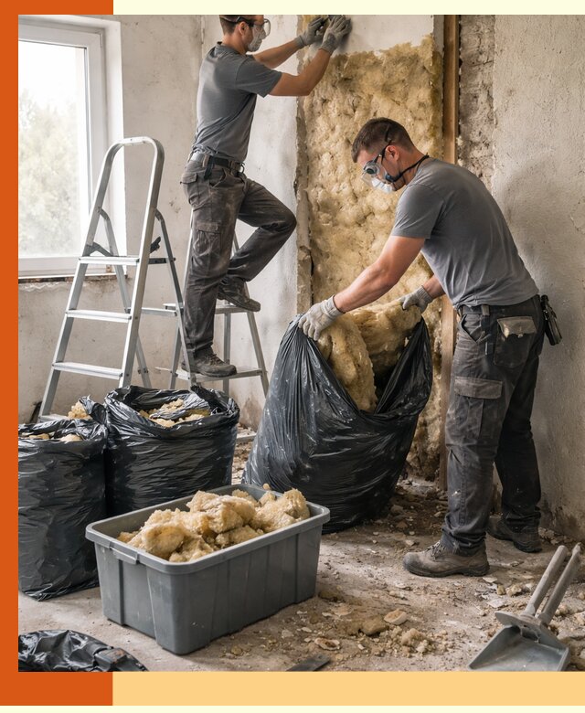 Демонтаж старого утеплителя и вывоз отходов в Ачинске